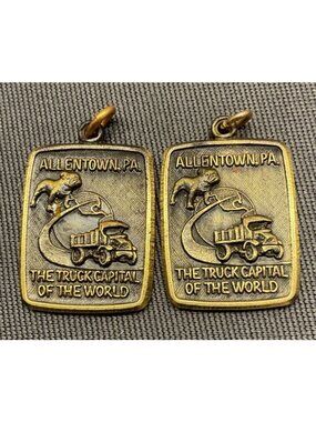 Vintage Mack Truck Allentown PA Truck Capital Pendants Charms Lot 2 Bulldog Dump